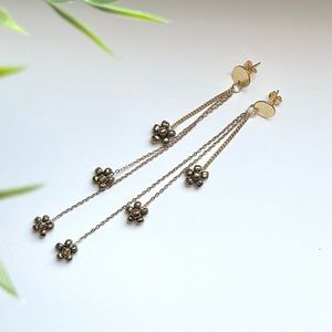 Handmade Gold Dangling Flower Earrings